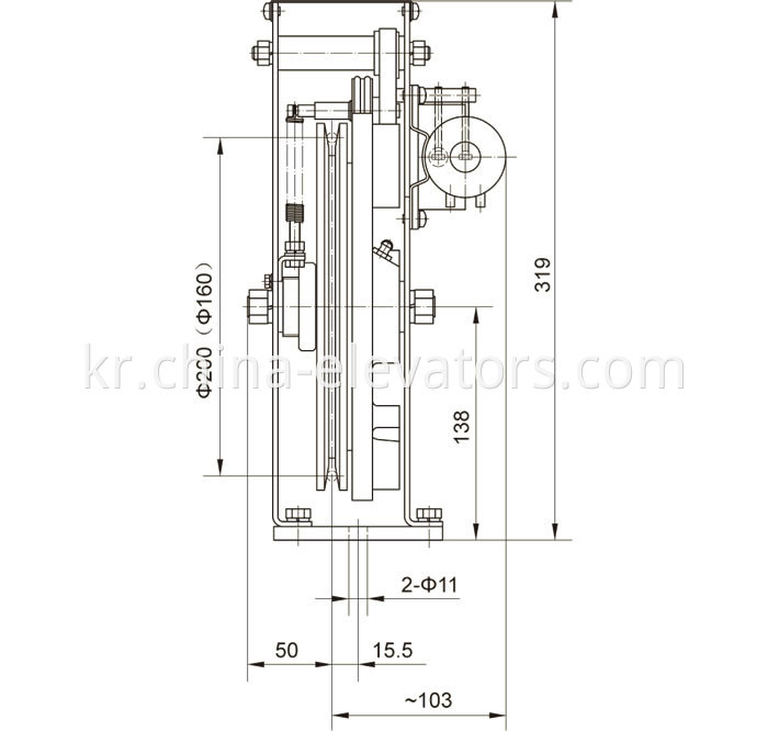 Drawing 2 of Speed Governor for MRL Elevators ≤1m/s